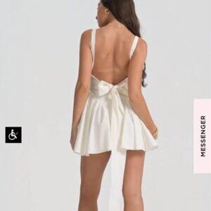 NWT House of CB Florianne Ivory Cotton Bow Mini Dress